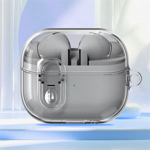 LENUO for Samsung Galaxy Buds 3/Buds 3 Pro Case Transparent Shockproof Full Coverage Lockable Casing with Hook