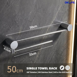 [OKLIFE®]Wall Mount Double Towel Bar 180° Rotatable Swivel Stainless Steel Towel Rack for Bathroom Organizer