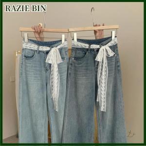 RAZIE BIN Unique Y2K Long Lace Waistband Floral Bow Lace Waist Belt Tie Up Thin Dress Jeans Belt Summer Accessories