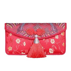 ROBERTADE Chinese Traditional Tassel Ceremony Money Spring Festival Wedding Betrothal Silk Cloth Red Packet Red Envelope Gift Bag Red Bag