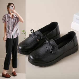Free Shipping Mom Shoes Casual Soft-Soled Flats Comfortable Leather Shoes For Home Everyday Wear And Work With Non-Slip Soles