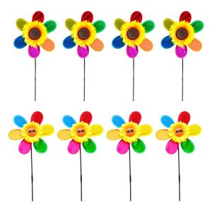 สปินเนอร์กังหันลมดอกไม้4ชิ้นของตกแต่งกังหันลมของเล่นล้อเข็มแบบมือถือตกแต่งดอกไม้แกะสลักสีสันสดใสสำหรับสนามหลังบ้าน