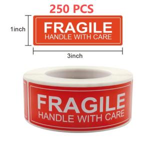 1000pcs Fragile Sticker 60*40mm Lakban Fragile Merah Sticker Fragile Pengiriman Handle With Care Lakban Unboxing Fragile