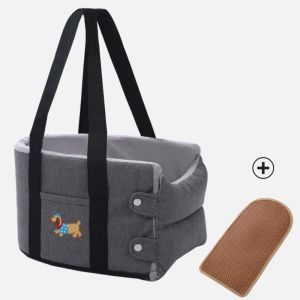 ANAMA หลายฟังก์ชัน กระเป๋าเดินทางสำหรับสัตว์เลี้ยง สะดวก น่ารัก ที่นั่งนิรภัยในรถยนต์สำหรับสัตว์เลี้ยง ใหม่ ความจุขนาดใหญ่ กระเป๋าเป้สำหรับสุนัขในรถ ท่องเที่ยวกลางแจ้ง