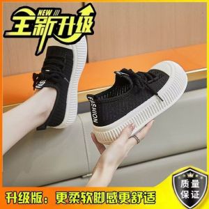 Free Shipping WomenS Summer New Mesh Shoes Breathable Hollow-Out WomenS Shoes Thick-Soled Mesh Sneakers Slip-On Lazy WomenS Sneakers