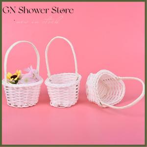 GNStore[COD] ตะกร้าผ้าทอพลาสติกขนาดเล็ก1ชิ้นกระเป๋าปิคนิคสำหรับใส่ชาหวาย