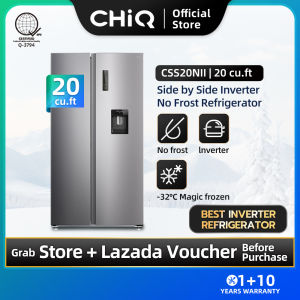 CHiQ 20 cu.ft Side-by-Side Refrigerator CSS20NII Inverter Fridge with Freezer No Frost 569L Large Storage Water Dispenser Adjustable Shelves LED Touch