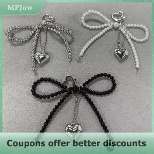 【MPJow】 Delicate Beaded Key Chain Handmade Bow Shaped Pendant Keyring Heart Keychain Ornament Decoration For Bags Phones