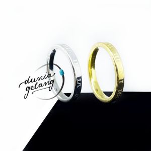 Cincin Titanium Romawi Silver Gold Wanita Pria Anak Couple Rwi
