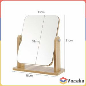 HD Wooden Mirror 360 Degree Portable Adjustable Table Desk Mirror Stand Bathroom Living Room