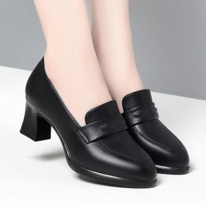 Free Shipping WomenS Thick-Soled High-Heeled Shoes For Autumn 2026 Featuring A Chunky Heel Non-Slip Design Slip-On Style Pointed Toe And Waterproof Platform A Fashionable Choice
