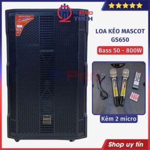 Loa Kéo Bass 50 MASCOT GS650 3 Đường Tiếng Hát Karaoke 5 Tấc Tặng 2 Micro Kim Loại UHF -H2pro Tech