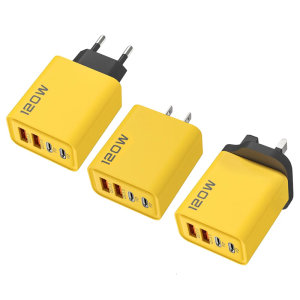 120W Quick Charge Adapter with Four Port QC3.0 USB Type C 2 PD Chargers for Travel and Business Use