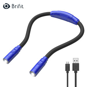 Brifit LED Neck Reading Light Book Light for Reading In Bed 3 Light Colors Brightness Adjustable Bendable Arms Rechargeable Long Lasting Perfect for Reading Knitting Camping Repairing（Gray Black Blue Pink）