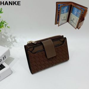 HANKE Wave Bifold Half Wallet Leather Hasp Button with Cardslot Women Wallet