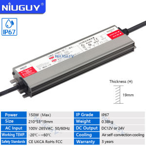 【24-hour delivery】150W Waterproof Power Supply- IP67 DC 12V/24V lighting transformer AC170V-240V ultra-thin LED driver IP67 power supply/