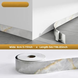 5Mx8cm Marble Self-adhesive Border Stickers for Living Room Skirting Line Waterproof Vinyl Waist Line Wallpaper Home Decor
