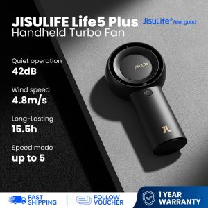JISULIFE Rechargeable Mini Fan Portable 6000mAh USB Handheld Student Carry Fan FA43 Black