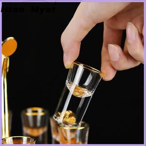 tantuoye แก้วคริสตัลหรูหราแก้ววอดก้าแก้วบาร์เหล้า shochu ถ้วยชาฟอยล์สีทองสองชั้นของขวัญชั้นสูงเหล้าแข็ง