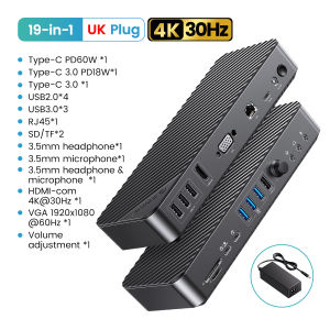 ORICO 22 trong 1 máy tính để bàn trạm nối Loại C 3.5mm RJ45 PD USB 3.0 HUB với khối lượng điều chỉnh bộ chuyển đổi điện