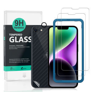 Ibywind For Apple iPhone 16e/17e 5G Screen Protector(Pack of 2)with 1pc Metal Lens Protector1pc Carbon Fiber Back FIlmEasy Install Kit