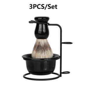 3Pcs/Set Kuas Sabun Pencukur Rambut Barbershop Kuas Sabun Pangkas Rambut Holder Shaving Brush Mangkuk