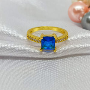 Jewelry Cincin Korea Kristal Korea Zirkon Berlian Baja Titanium Anti Karat Lapis Emas Wanita Elegant Fashion Mewah Terbaru Import Aksesoris