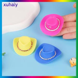 xuhaiy 4Pcs Thu Nhỏ Nhựa Búp Bê Hat Tây Cowboy Hat Cowgirl Hat Cho Búp Bê Trang Trí Phụ Kiện
