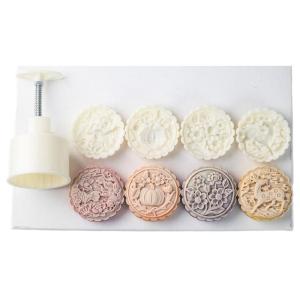 Cookie Molds 3D Round Flower Pattern Dessert Molds Hand Pressure Dessert Maker Baking Tool for MidAutumn Festival