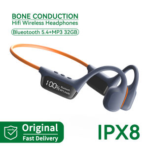 Original Bluetooth 5.4 Bone Conduction Wireless Headphones 32GB MP3 Player IPX8 Waterproof Swimming Sports HIFI Music Earphones with Mic LED Display For All Smartphones