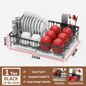 Lifinity 1/2 Tiers 52CM Dish Drying Rack Large Capacity Kitchen Storage Rack
