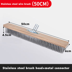 1pc Stainless Steel Floor Brush with Wooden Handle - Heavy-Duty Outdoor Cleaning Stubborn Dirt Remover for Bathroom Kitchen Patio - Reusable Hard Firmness