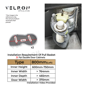 VELRON Aluminium Alloy 2 Tier Pull Out Kitchen Corner Cabinet Magic Basket Swing Tray Space Saving Storage Organizer
