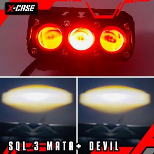 X-CASE LAMPU TEMBAK DEVIL EYE 8030 SQL 3 MATA PUTIH KUNING DAN PUTIH PUTIH 45 WATT