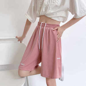 IELGY Quần Đùi Lụa Lạnh Thể Thao Ống Đứng Dáng Suông Mỏng Thường Ngày Mùa Hè Cho Nữ