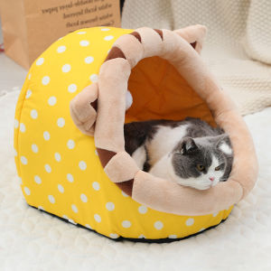 Cat Bed Dog House Semi-closed Cat House  Warm Sleeping Washable Pet Bed Cave Cats Beds Pet Supplies