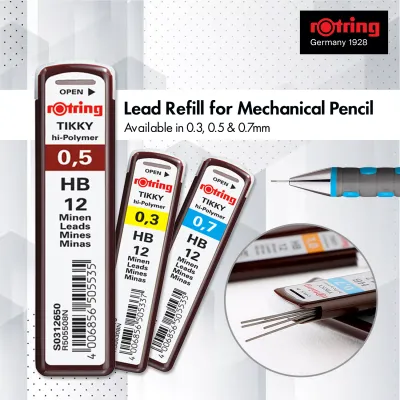 rOtring Spare Lead Refill for Mechanical Pencil - 0.3/0.5/07mm for Drawing Drafting College Students Architecture Engineering School Office