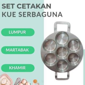 Set Cetakan Kue Khamir Lumpur Mini Bikang Mekar Martabak Manis Bulat 7 Lubang Anti Lekat Kitchenware Aluminium - Alat Cetakan Kue Lengkap Serbaguna