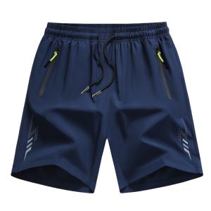 Ice Silk Comfort Shorts for Men Breathable Quick-Dry Sports Wear in Black/Deep Blue