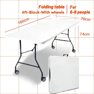 4FT 6FT Heavy Duty Folding Table - Portable Dining/Camping |School | Indoor Outdoor Church