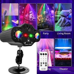 BERGARANSI YUNFA Lampu laser panggung utama sorot Proyektor Disco LED RGB 5V 10W with Remote AL 001