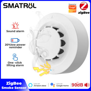 SMATRUL Zigbee Tuya WiFi pengesan penggera asap pintar penggera kebakaran sistem keselamatan rumah perlindungan 90db sokongan laraskan kepekaan jumlah asap rumah gabungan kebakaran penggera APP pemantauan jauh lorong dapur sistem keselamatan rumah bomba