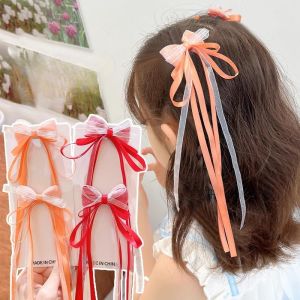 2 Pcs Fabric Hair Bow Hairpin for Women Girls Ribbon 7 Colors Bow Hair Clip Female Hair Accessories Gift
