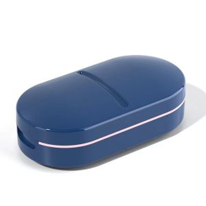 Portable 2 in 1 Pill Splitter with Medicine Storage Pocket Travel Tablet Pill Organizer Case