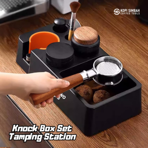 Knock Box Set With Portafilter Holder Coffee Ground Container Wadah Tempat Ampas Bubuk Kopi Espresso