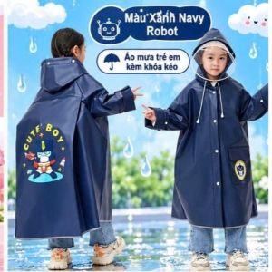 Áo Mưa Trẻ Em Hoạt Hình Có Kính Chắn Mưa – Áo Mưa Cho Bé Trai Bé Gái Dáng Dài Mặc Balo