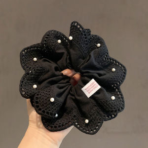 Ren ngọt ngào hoa lớn Scrunchies cao cấp tóc giả ngọc trai Tie đuôi ngựa Băng cao su bền của phụ nữ đầu hoa dây buộc tóc