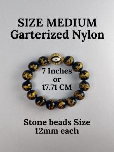 Black Onyx Stone with Dragon & Anti Evil Eye "Nazar" with Rhinestones Premium Quality Lucky Charm Bracelet Feng shui Lucky Charm Bracelet