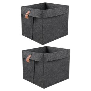 2pcs Practical 12L Foldable Felt Storage Container for Kids Toy Sturdy and Convenient for Living Room Organization