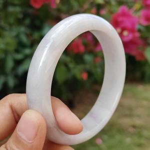 Light Lavender Natural Type A Jadeite Jade crafted with shape of Peace Bracelet Bangle certificate weigh 60.17 grams measurement 14.1 * 8 mm Wrist size 57.5 mm (bangle5)